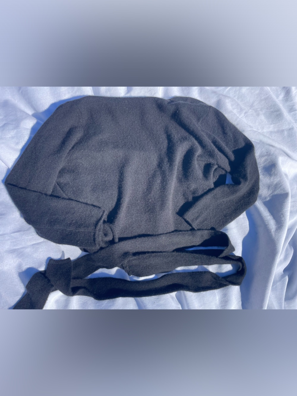 Reformation Cashmere Black Wrap Cardigan with Waist Tie - Picture 6 of 8